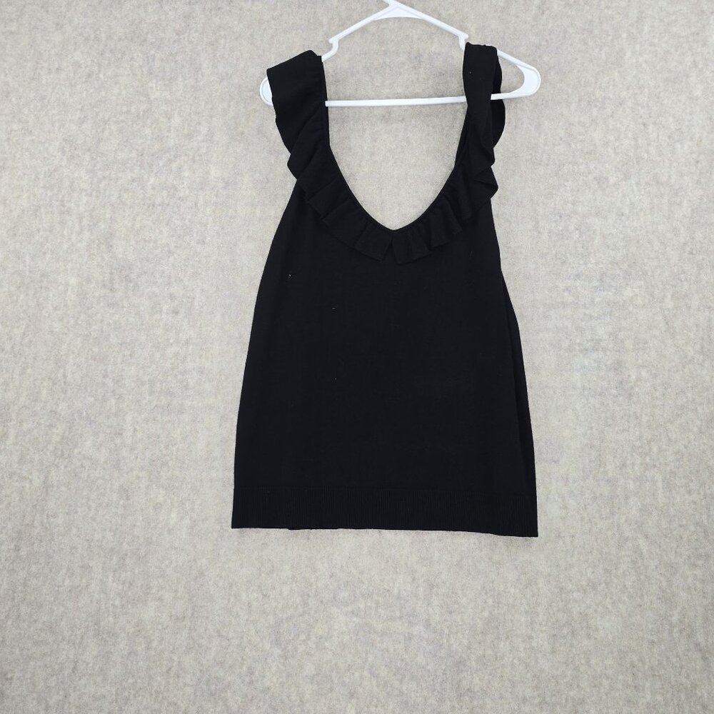 Sofia Jeans Womens 2-Way Sweater Black Ruffled Neckline Size L New With Tags